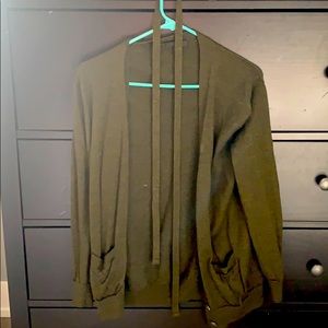 Green cardigan sweater